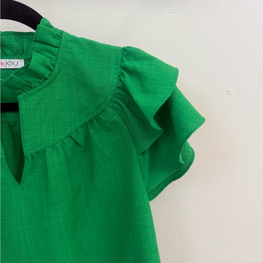 Green Ruffle Sleeve Blouse - Picture 4 of 5